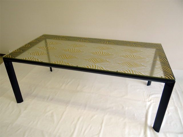Gold foil laminated glass table